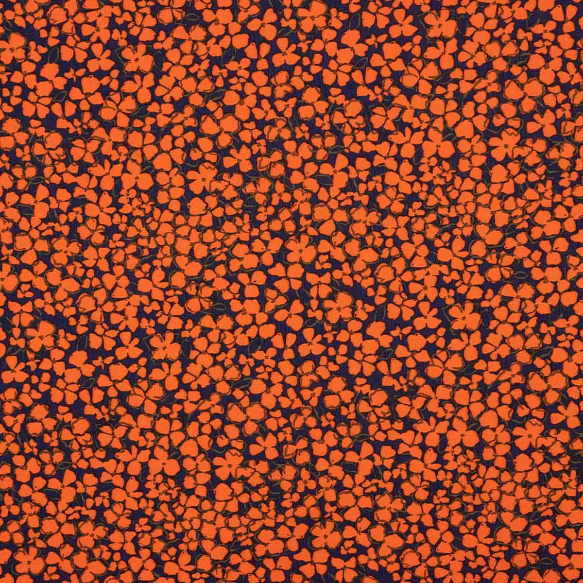 Crepe Viscose Floral Retro Laranja - Ribes y Casals