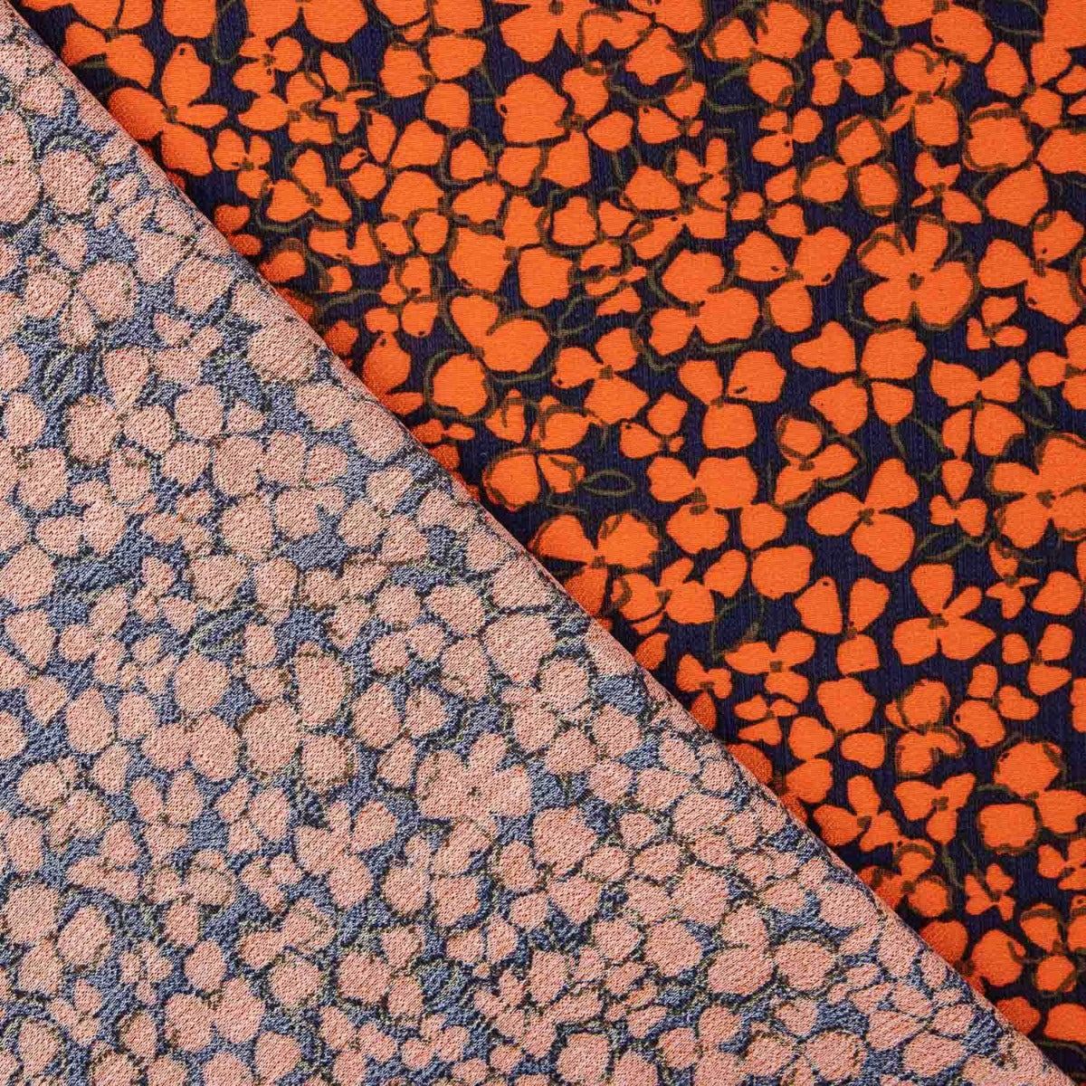 Crepe Viscose Floral Retro Laranja - Ribes y Casals