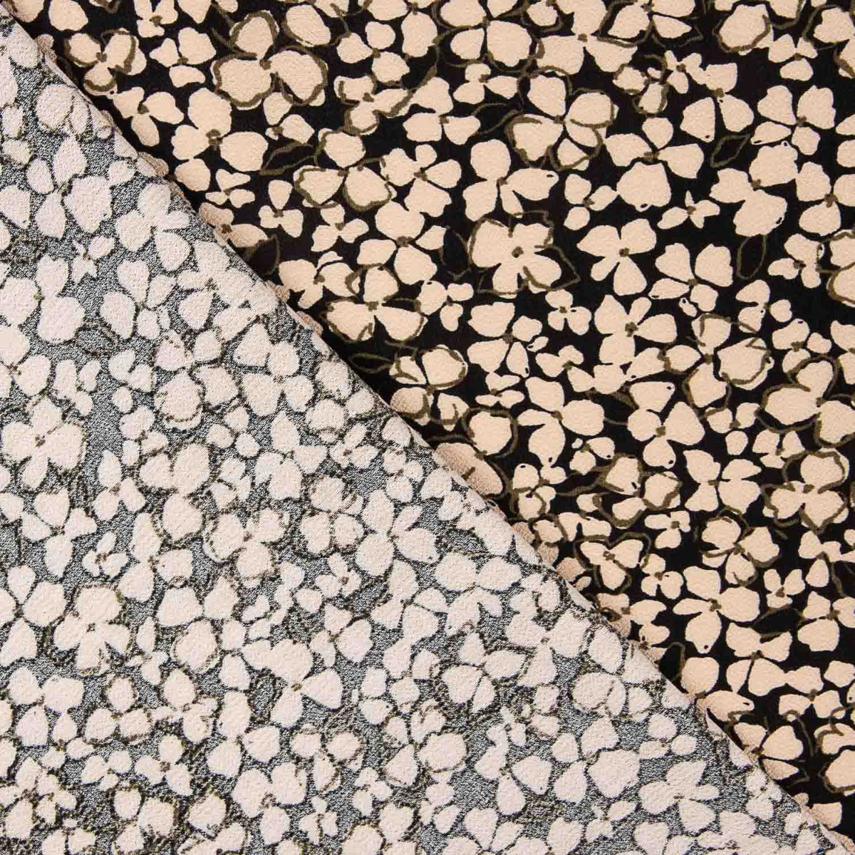 Crepe Viscose Floral Retro Bege - Ribes y Casals