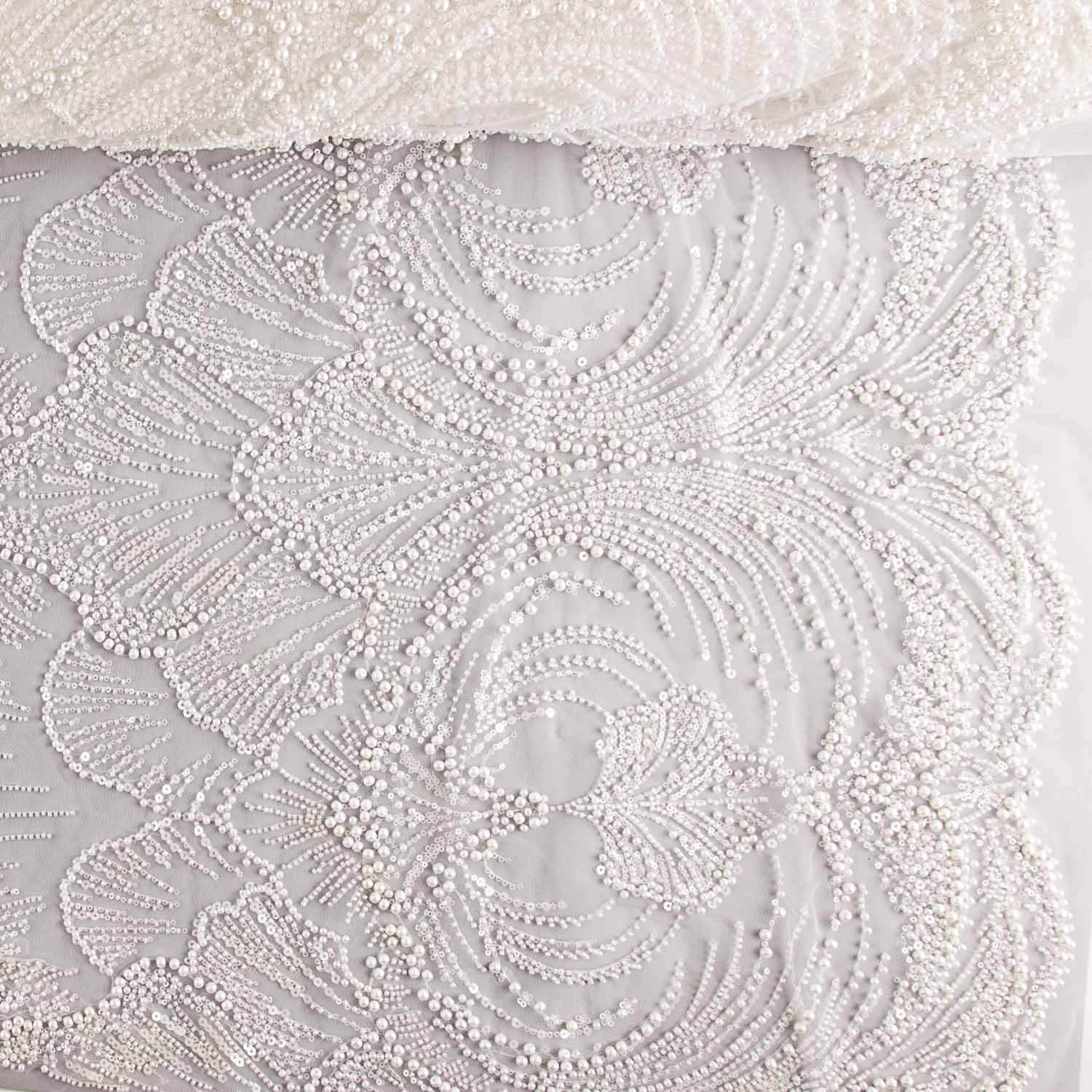 Lace de Noiva em Tule Branco Degradê Perolado Elegance - Ribes y Casals
