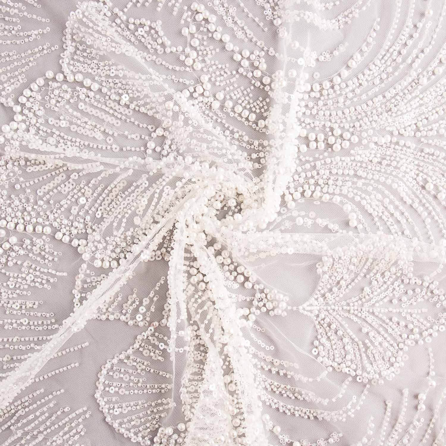Lace de Noiva em Tule Branco Degradê Perolado Elegance - Ribes y Casals