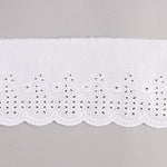 Fita de batista bordada branca, modelo 29095 – 80 mm - Ribes y Casals