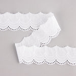 Fita de batista bordada branca, modelo 29129 – 40 mm - Ribes y Casals