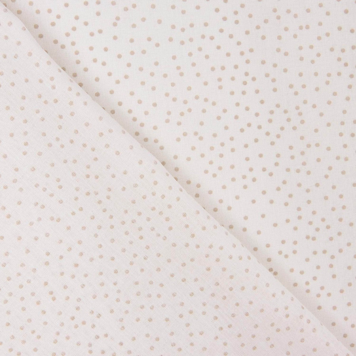 Popeline Algodão Bolinhas Bege Fundo Branco - Ribes y Casals