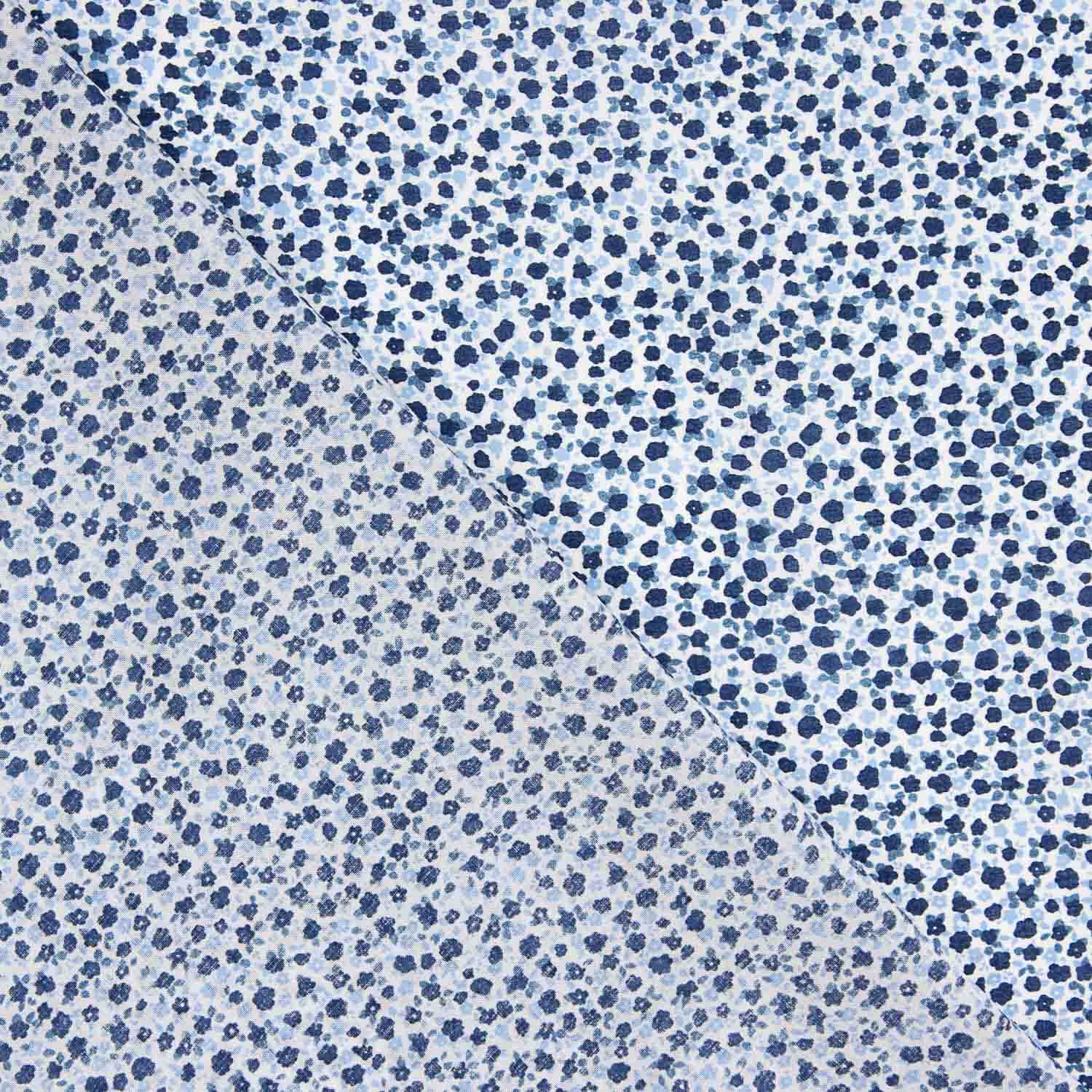 Popeline de algodão micro floral azul - Ribes y Casals