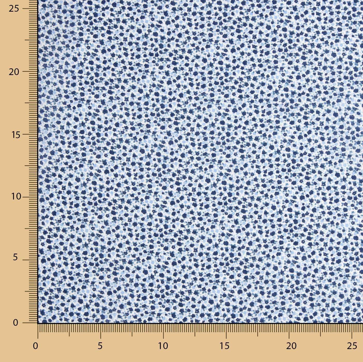 Popeline de algodão micro floral azul - Ribes y Casals