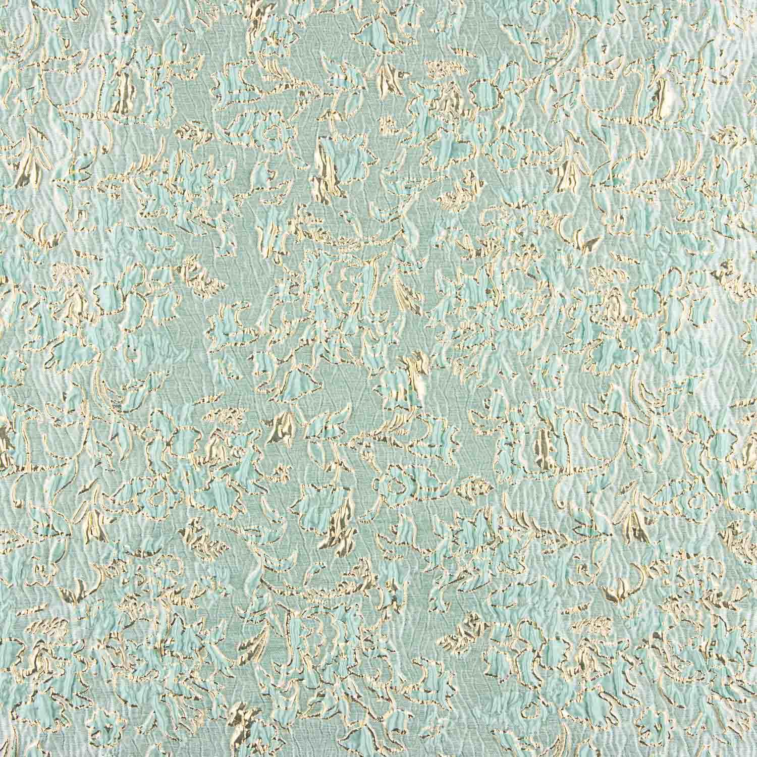 Brocado Abstrato Aguamarina e Dourado - Ribes y Casals