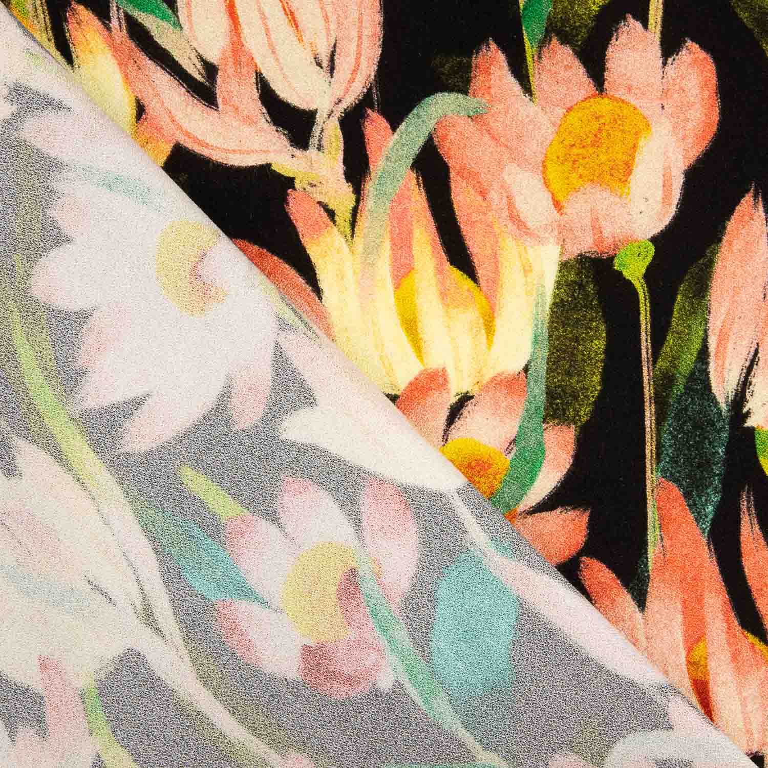 Viscose Crepe Estampada com Flores Noturnas - Ribes y Casals