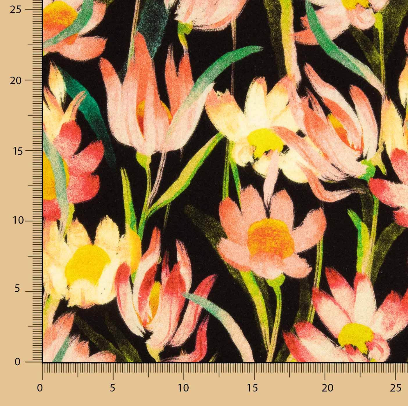 Viscose Crepe Estampada com Flores Noturnas - Ribes y Casals