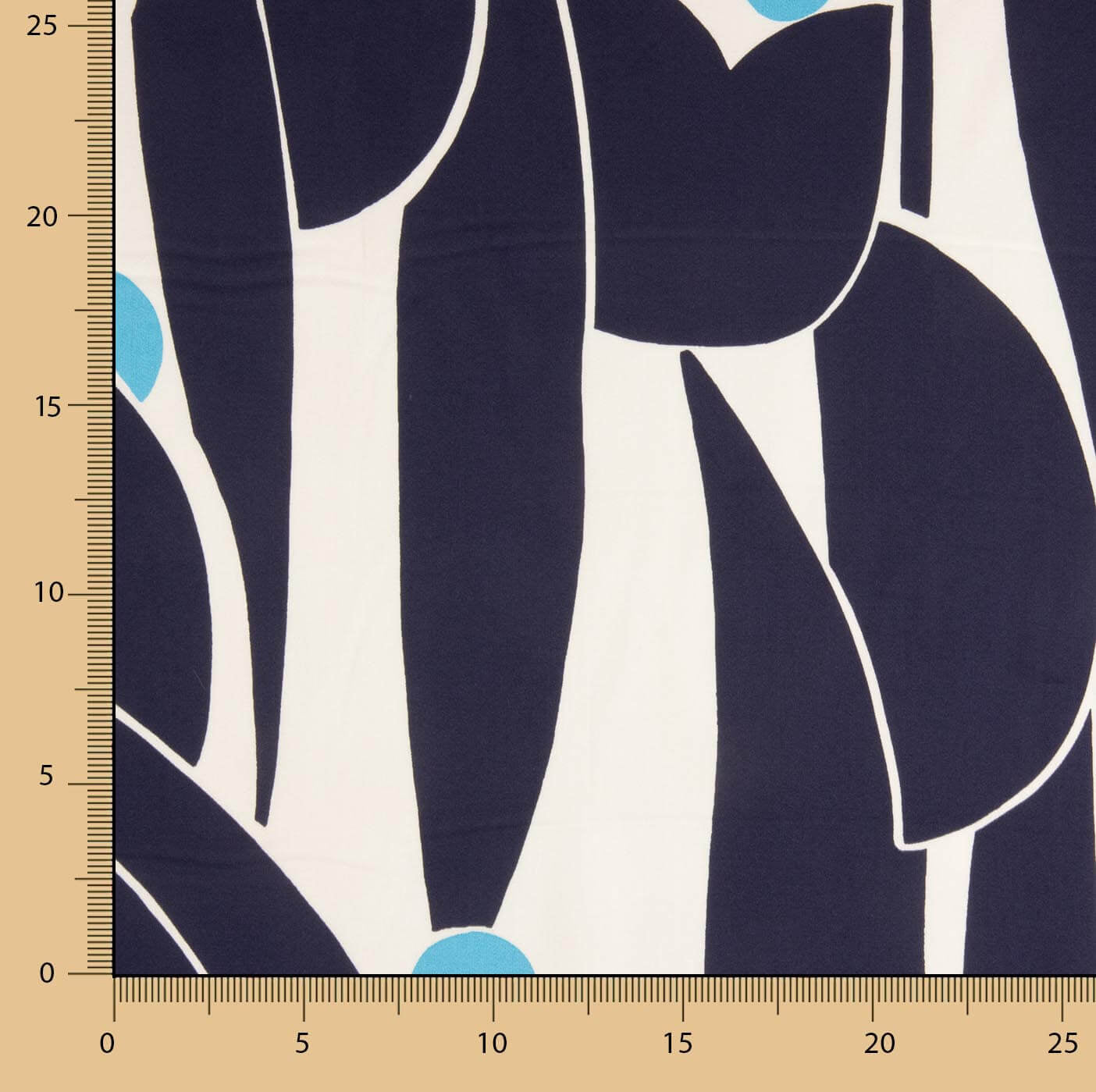 Cetim de Viscose Jardim Gráfico Azul - Ribes y Casals