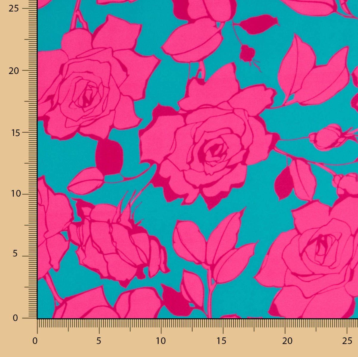 Cetim Estampado Flor Caipi Fúcsia - Ribes y Casals