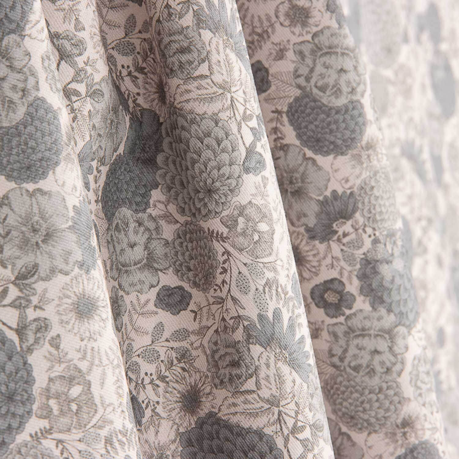 Popeline de algodão floral vintage cinza - Ribes y Casals