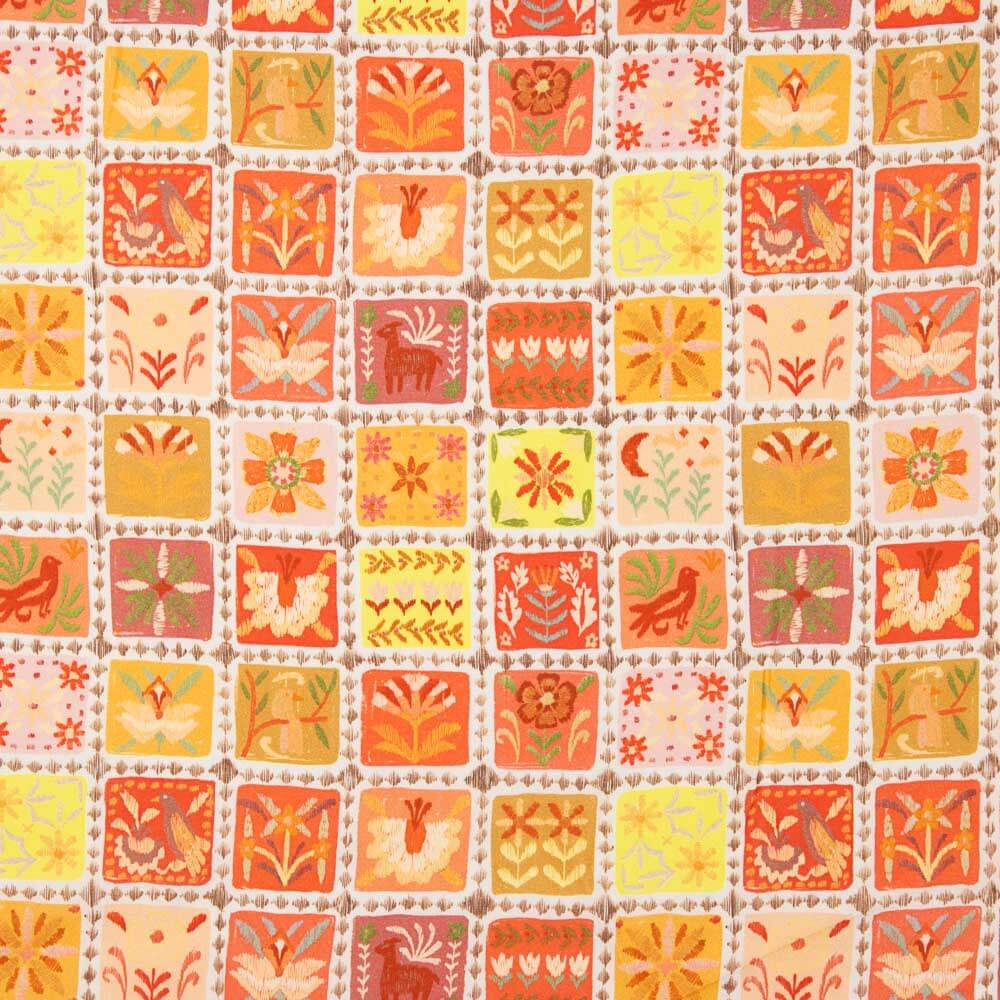 Voile Viscosa Mosaico Coral - Ribes y Casals