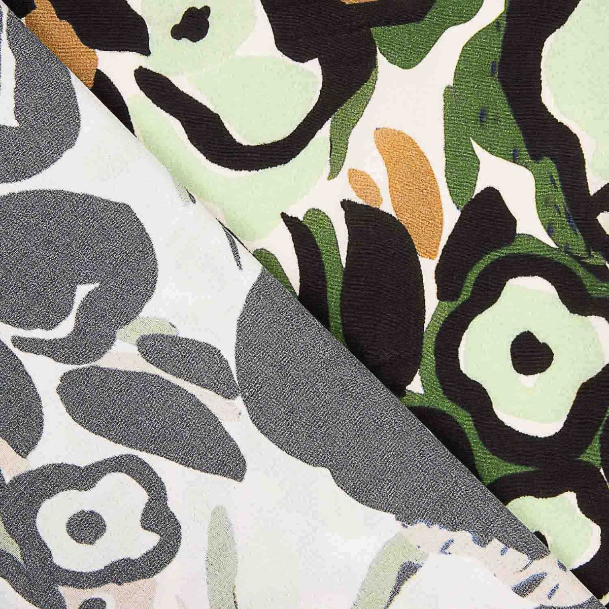 Crepe Viscose Estampa Flores Verdes - Ribes y Casals