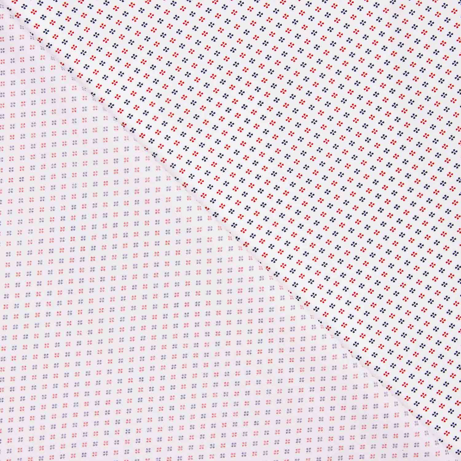 Camisa de algodão flor vermelha e azul - Ribes y Casals