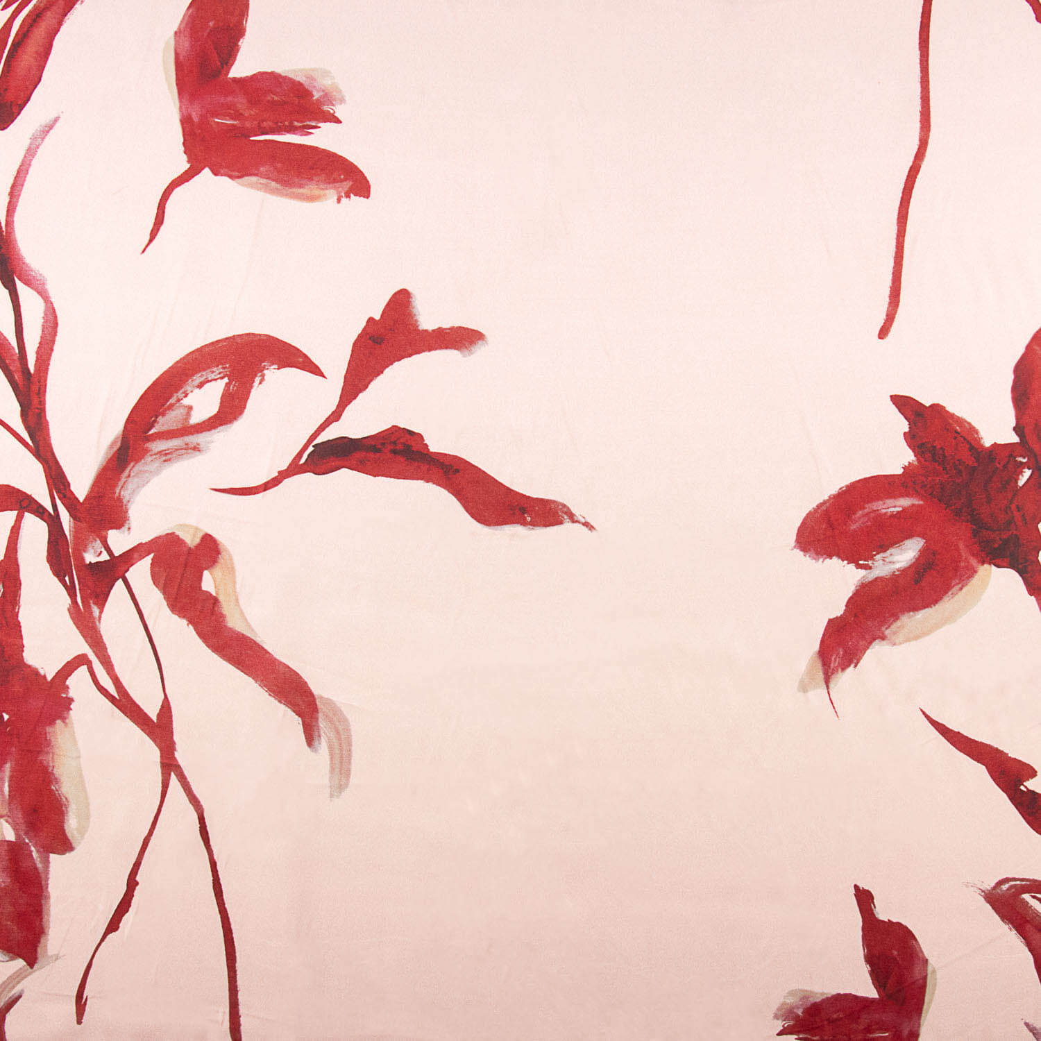 Cetim viscose floral aquarela vermelho - Ribes y Casals
