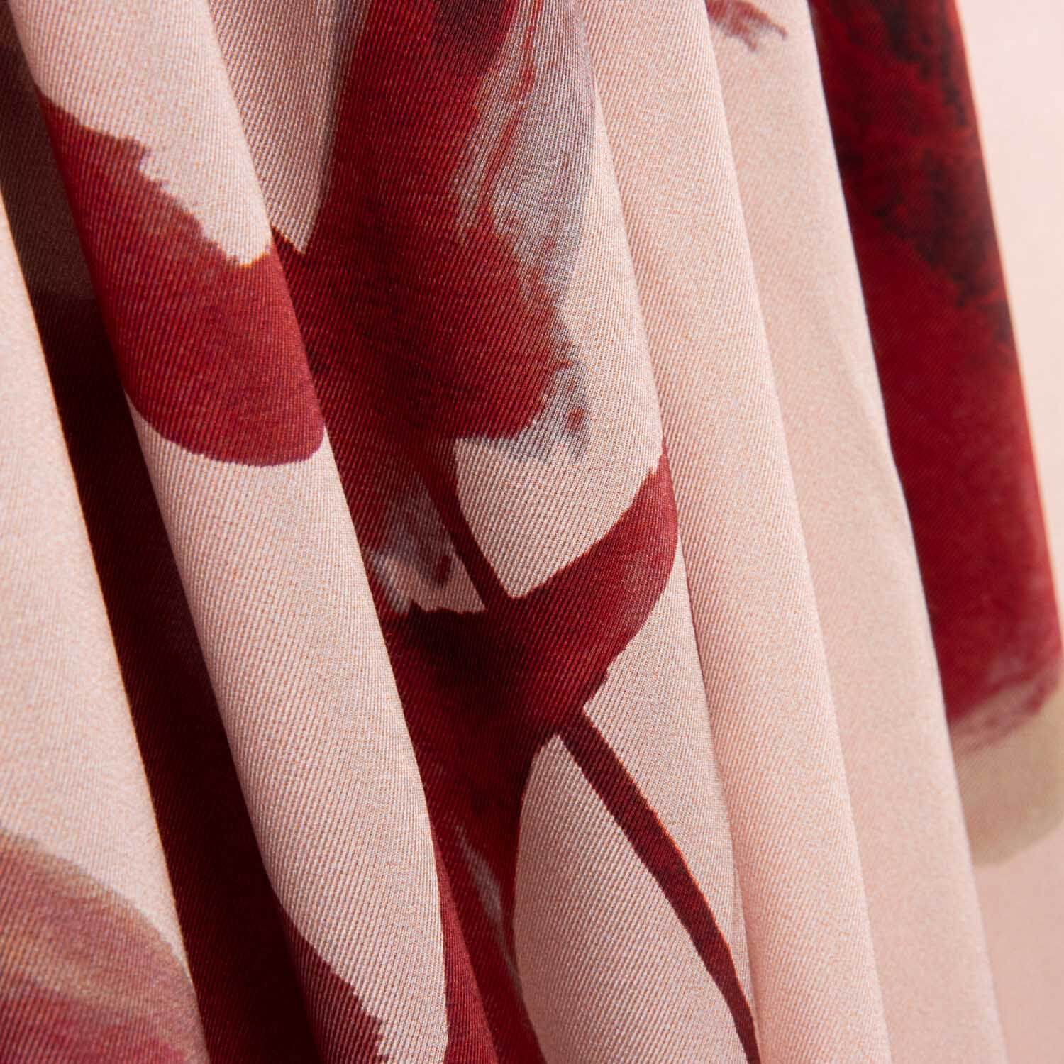 Cetim viscose floral aquarela vermelho - Ribes y Casals