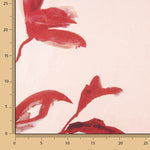 Cetim viscose floral aquarela vermelho - Ribes y Casals