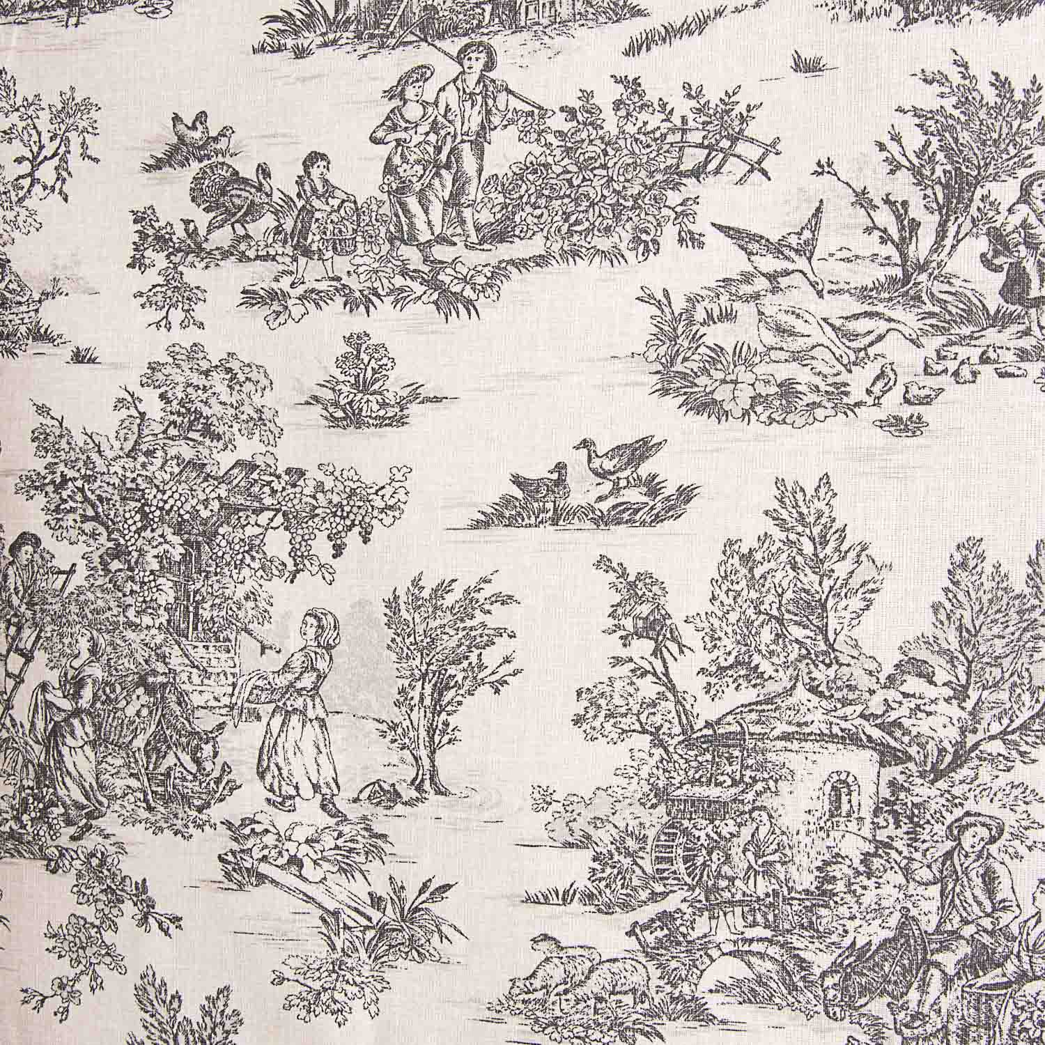 Algodão Resinado Toile de Jouy – Preto e Branco - Ribes y Casals
