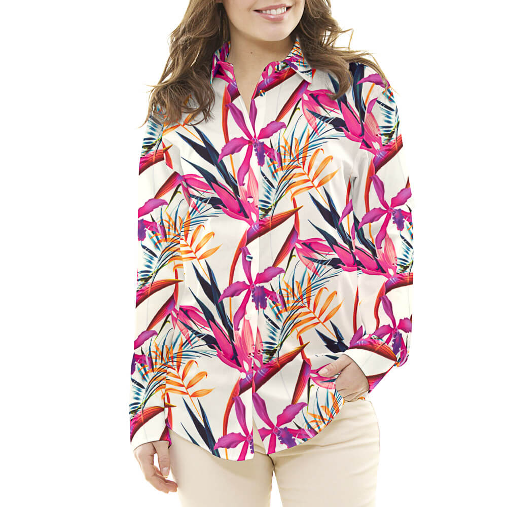 Cetim Seda Natural Estampa Floral Fúcsia - Ribes y Casals