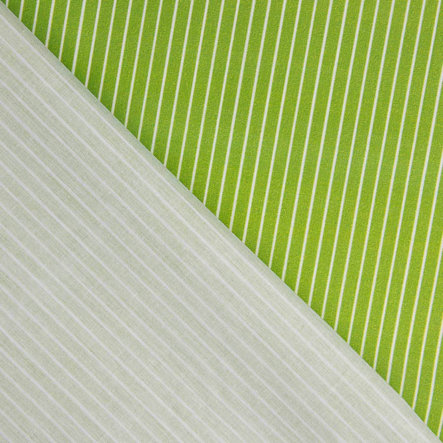 Percal estampado às riscas pistácio - Ribes y Casals