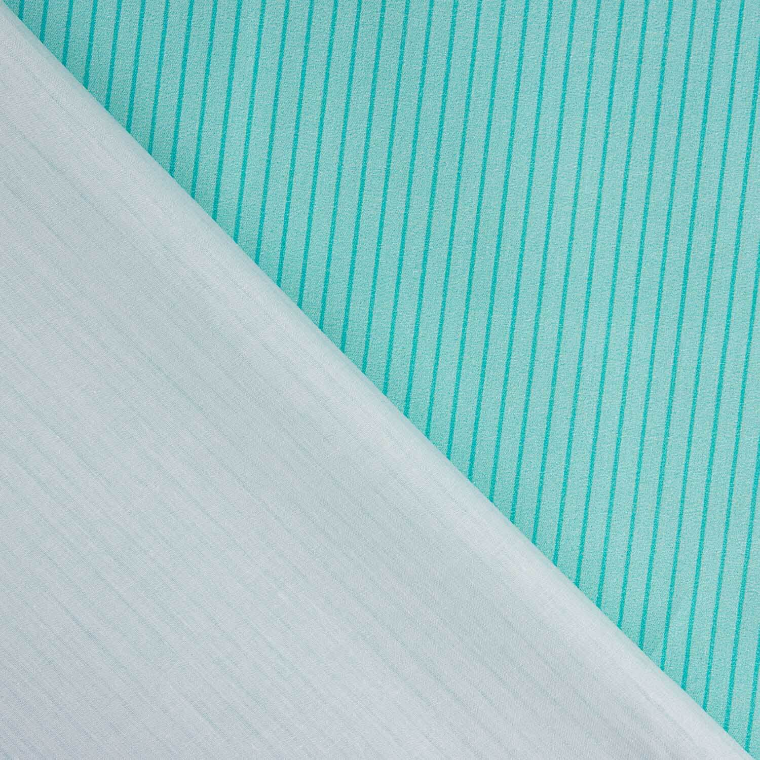 Percal estampado com riscas verde água - Ribes y Casals