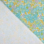 Percal estampado floral verde água e amarelo - Ribes y Casals