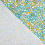 Percal estampado floral verde água e amarelo - Ribes y Casals