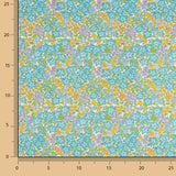 Percal estampado floral verde água e amarelo - Ribes y Casals