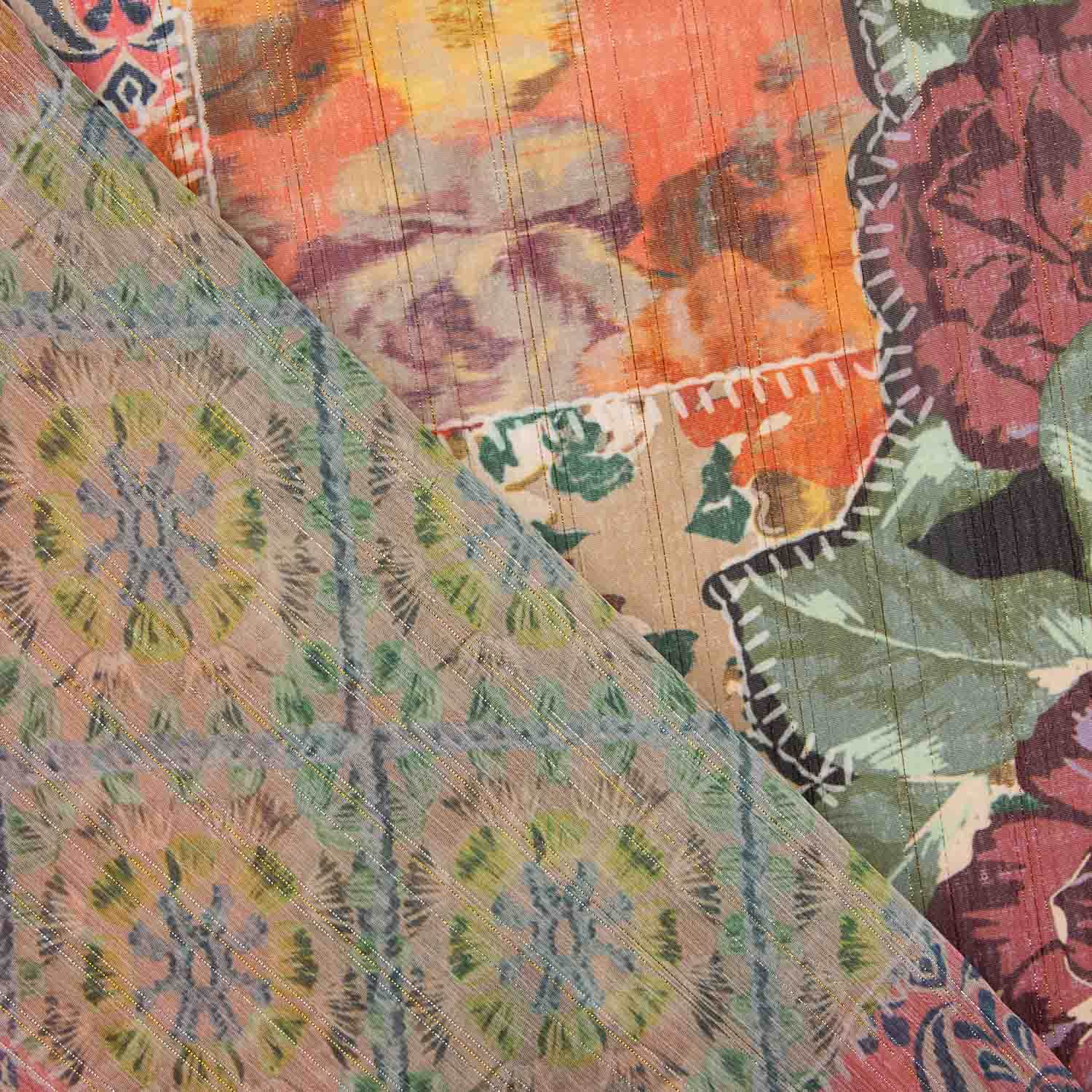 Gaze Bambula Lurex Estampada Patchwork Boho Coralia - Ribes y Casals
