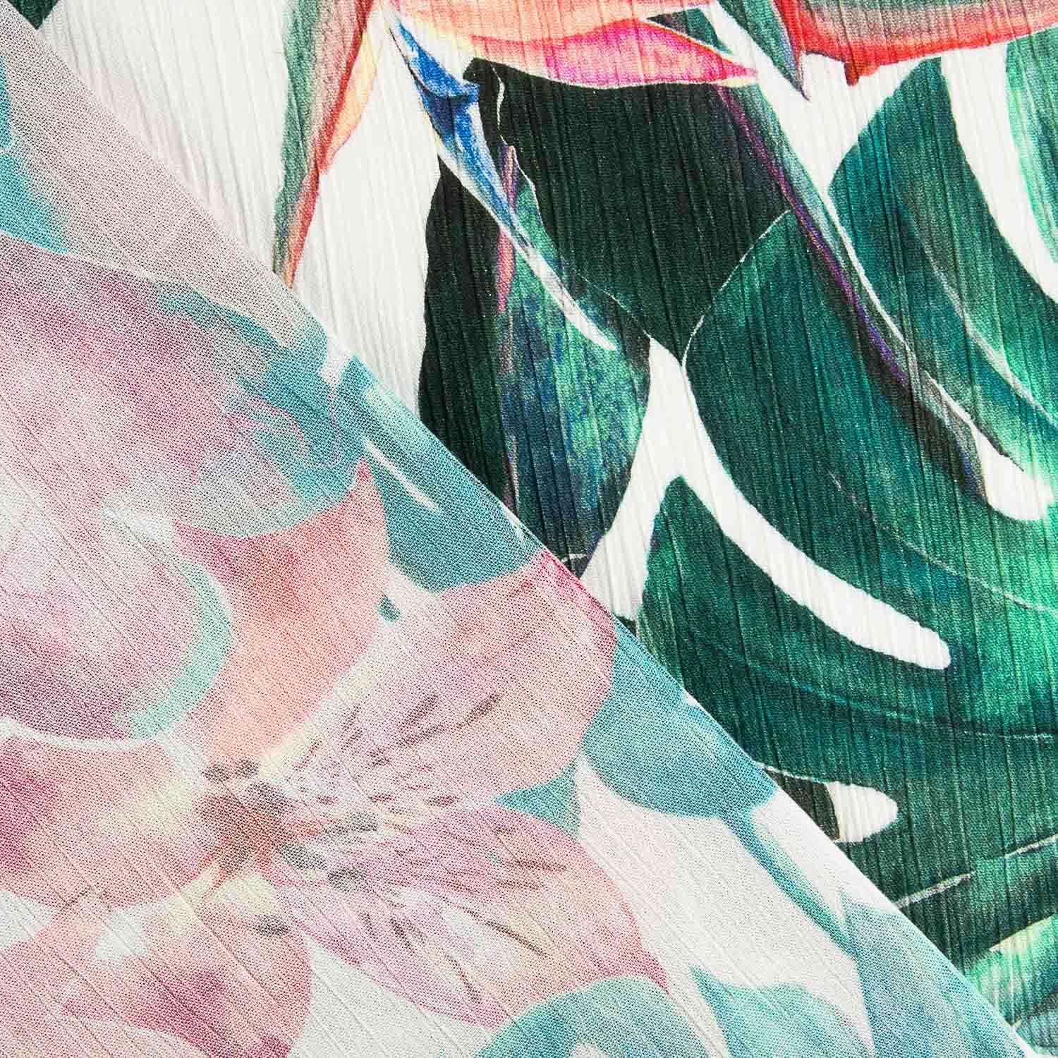 Viscose Bambula com Estampado Tropical Verde - Ribes y Casals