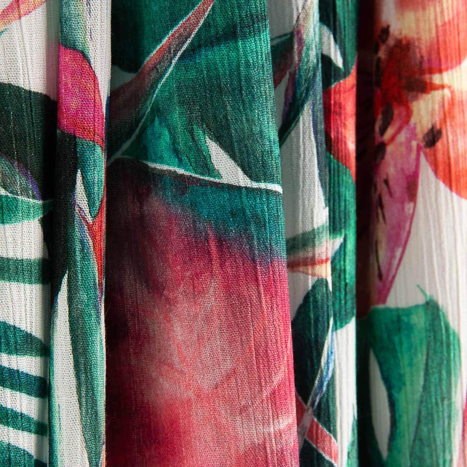 Viscose Bambula com Estampado Tropical Verde - Ribes y Casals