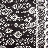 Retalho de viscose com estampado étnico e borda preta - Várias medidas x largura de 140 cm - Ribes y Casals