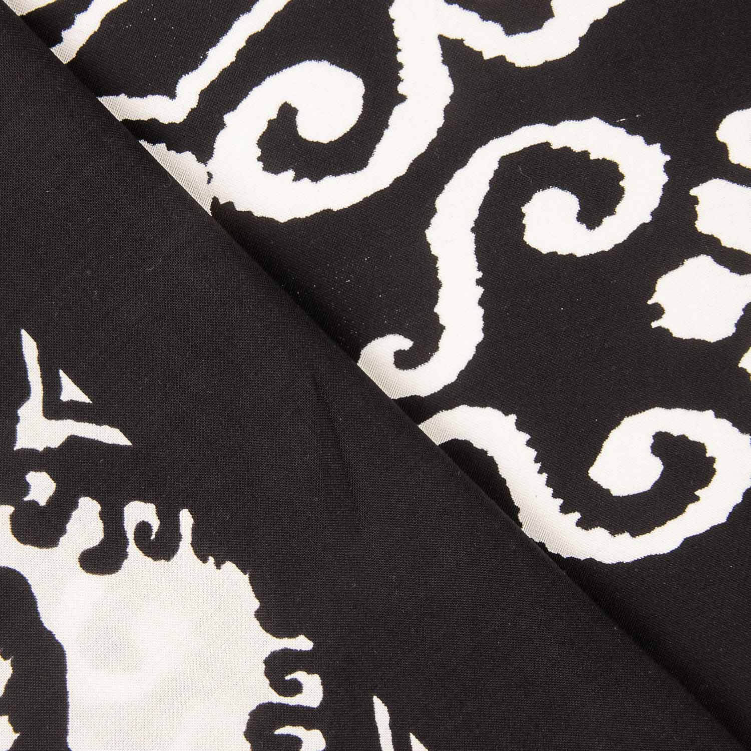 Retalho de viscose com estampado étnico e borda preta - Várias medidas x largura de 140 cm - Ribes y Casals