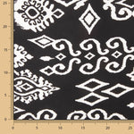 Retalho de viscose com estampado étnico e borda preta - Várias medidas x largura de 140 cm - Ribes y Casals
