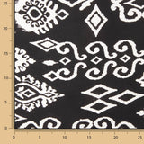 Retalho de viscose com estampado étnico e borda preta - Várias medidas x largura de 140 cm - Ribes y Casals