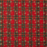 Popeline Natal Tartan Flocos Dourados - Ribes y Casals