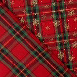 Popeline Natal Tartan Flocos Dourados - Ribes y Casals