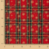 Popeline Natal Tartan Flocos Dourados - Ribes y Casals
