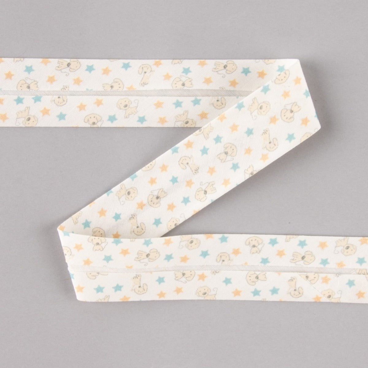 Fita De Viés Cachorrinho Estrelas Azul-Laranja 30 Mm - Ribes y Casals