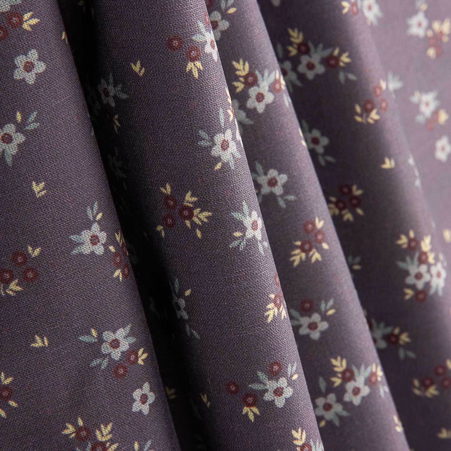 Percal estampado floral roxo - Ribes y Casals