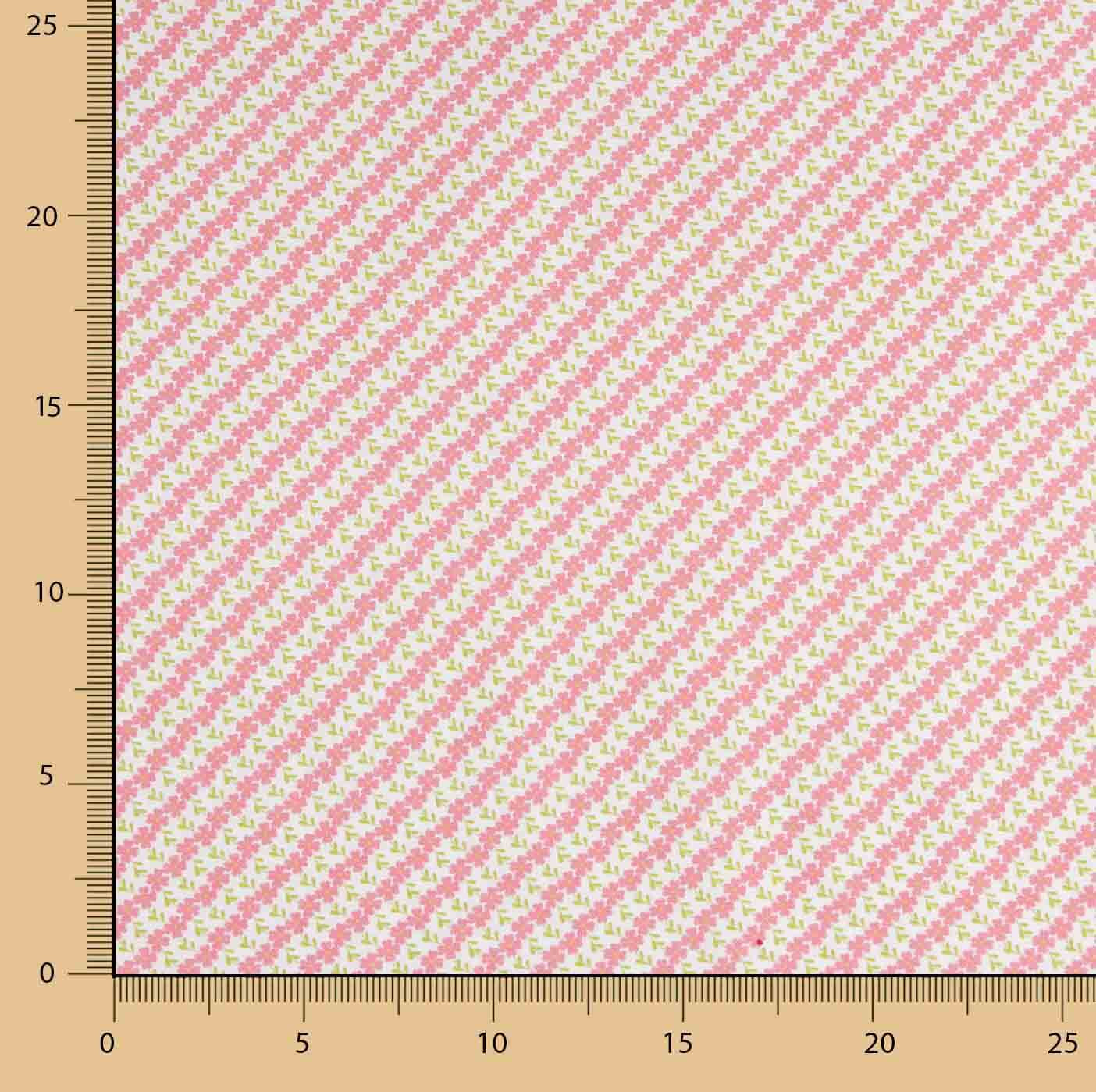 Percal estampado floral diagonal rosa - Ribes y Casals