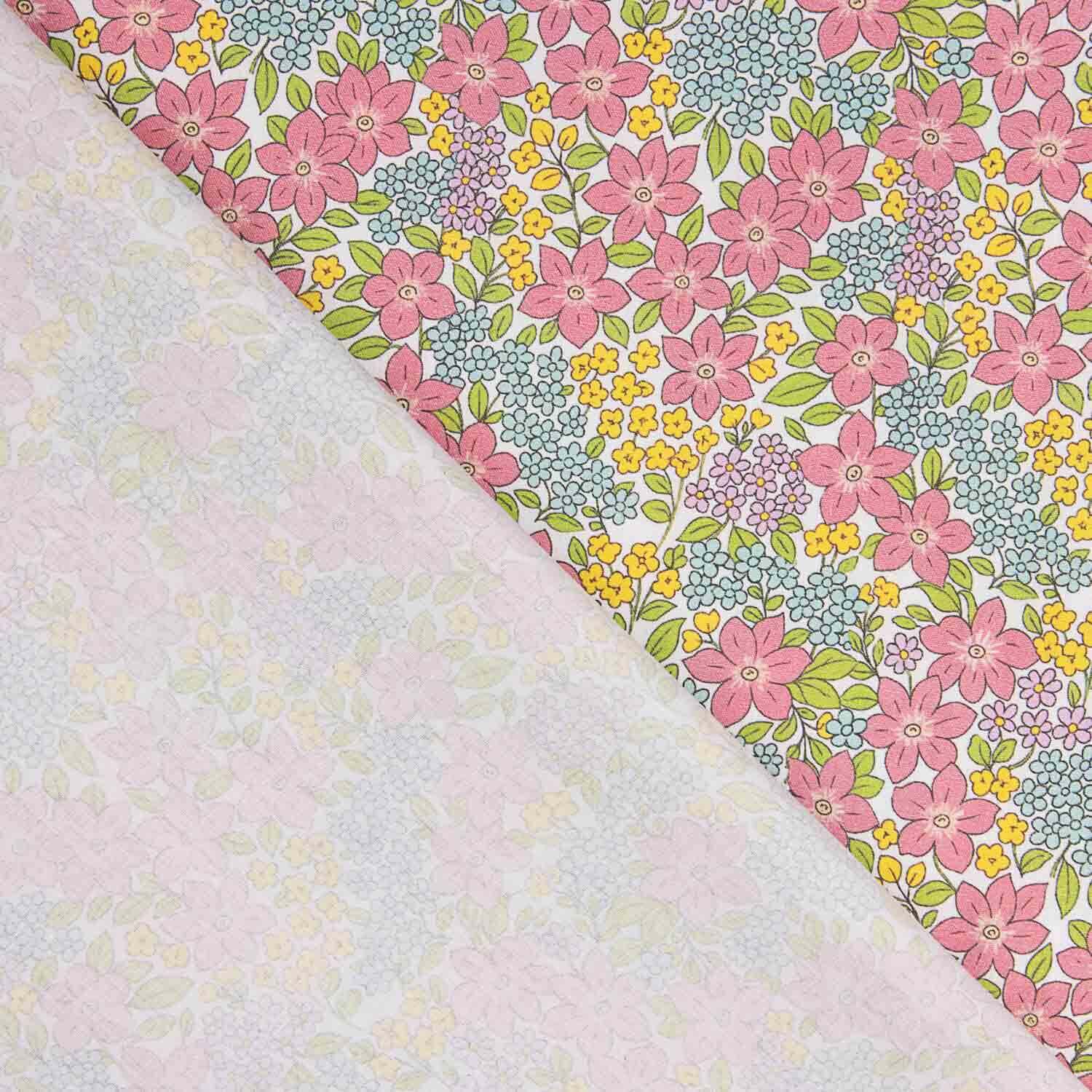 Percal estampado Guirnalda Rosa - Ribes y Casals