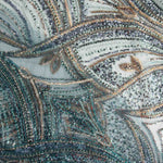 Strass Tule Azul Canard e Dourado Suave Degradê - Ribes y Casals