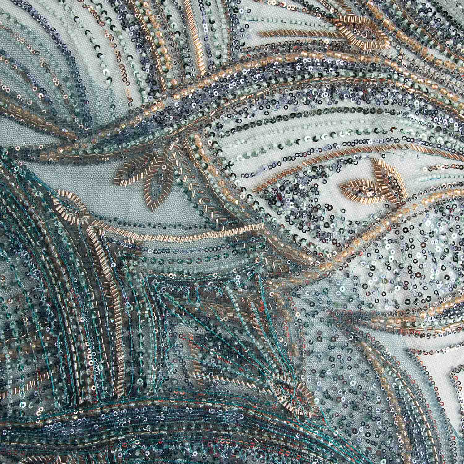 Strass Tule Azul Canard e Dourado Suave Degradê - Ribes y Casals