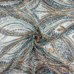 Strass Tule Azul Canard e Dourado Suave Degradê - Ribes y Casals