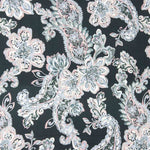 Caxemira de viscose acetinada com padrão floral azul e rosa - Ribes y Casals