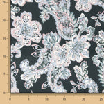 Caxemira de viscose acetinada com padrão floral azul e rosa - Ribes y Casals