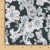 Caxemira de viscose acetinada com padrão floral azul e rosa - Ribes y Casals