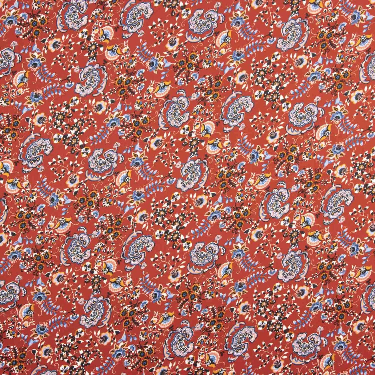 Crepe Satinado Paisley Fuego - Ribes y Casals